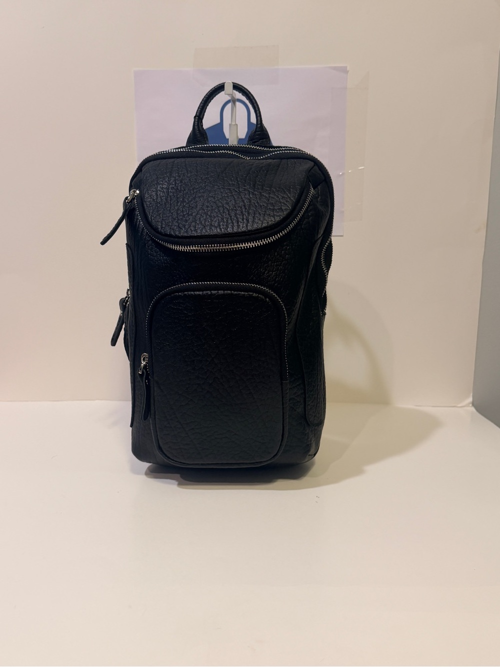 NWT Lannsyne Men's Black Leather Sling Bag - Travel Crossbody